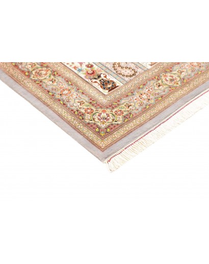 Tappeto Ghom seta Persia beige giallo 101x154