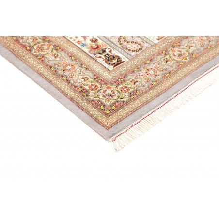 Tappeto Ghom seta Persia beige giallo 101x154
