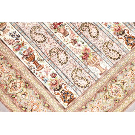 Tappeto Ghom seta Persia beige giallo 101x154