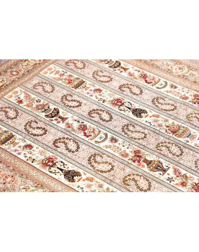 Tappeto Ghom seta Persia beige giallo 101x154