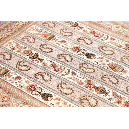 Tappeto Ghom seta Persia beige giallo 101x154