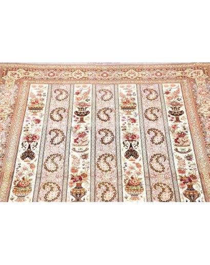 Tappeto Ghom seta Persia beige giallo 101x154