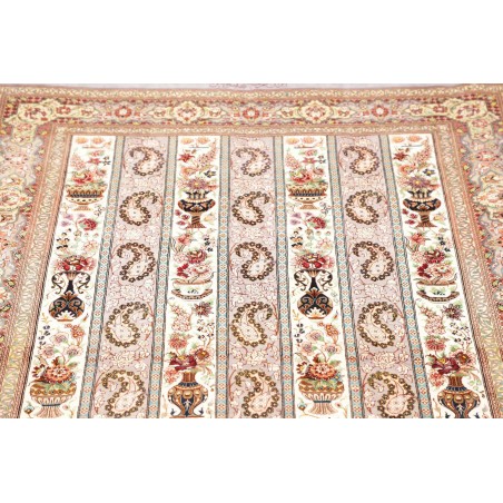 Tappeto Ghom seta Persia beige giallo 101x154