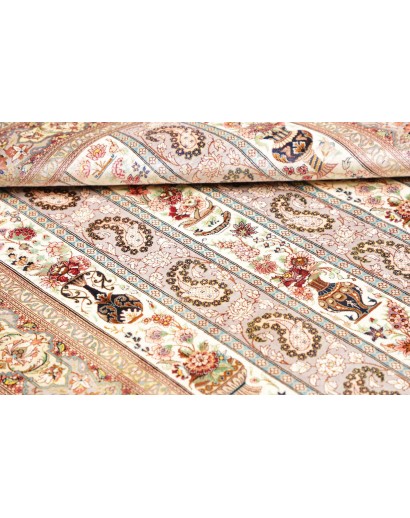 Tappeto Ghom seta Persia beige giallo 101x154