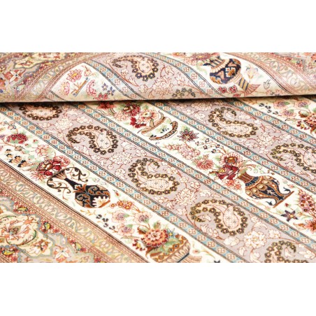 Tappeto Ghom seta Persia beige giallo 101x154