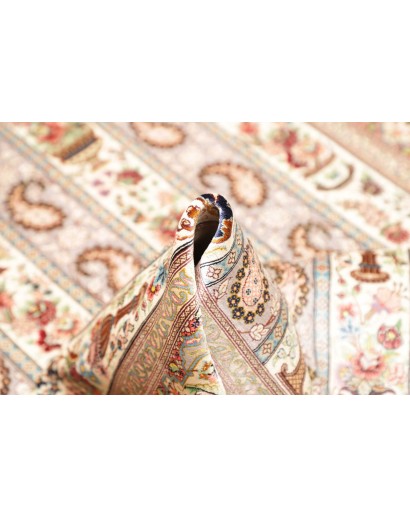 Tappeto Ghom seta Persia beige giallo 101x154