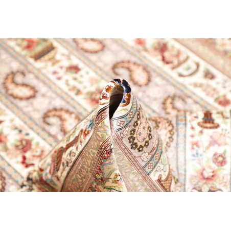 Tappeto Ghom seta Persia beige giallo 101x154