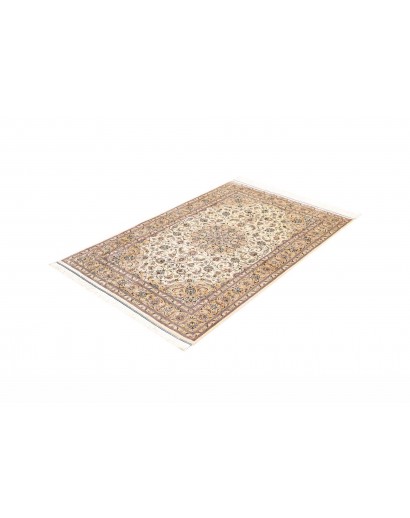 Tappeto Ghom seta Persia giallo grigio 100x148