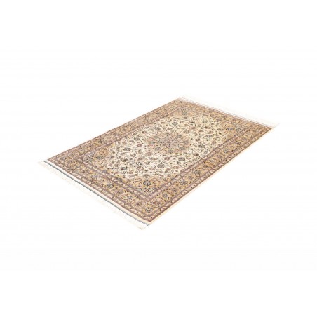 Tappeto Ghom seta Persia giallo grigio 100x148