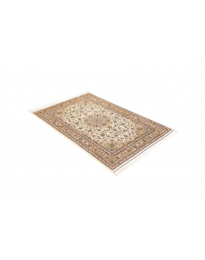 Tappeto Ghom seta Persia giallo grigio 100x148