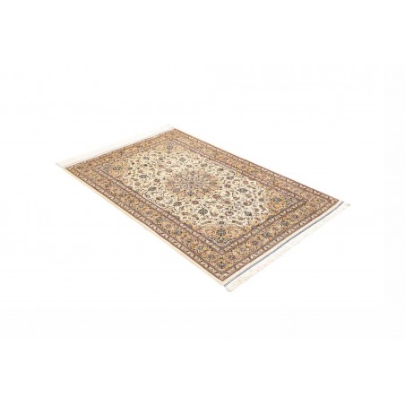 Tappeto Ghom seta Persia giallo grigio 100x148