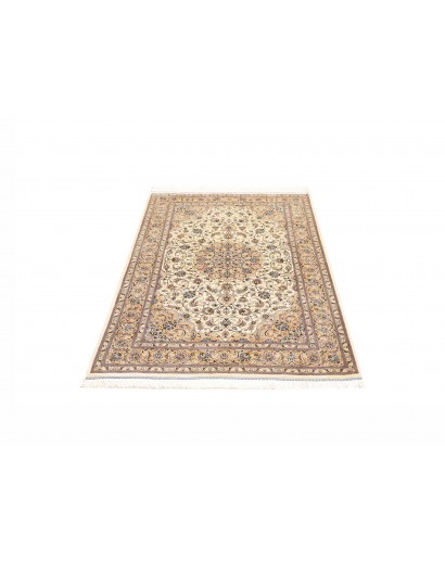 Tappeto Ghom seta Persia giallo grigio 100x148