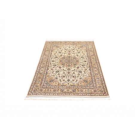 Tappeto Ghom seta Persia giallo grigio 100x148