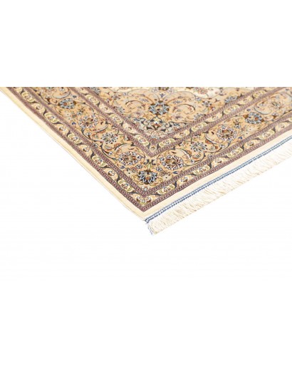 Tappeto Ghom seta Persia giallo grigio 100x148