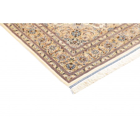 Tappeto Ghom seta Persia giallo grigio 100x148