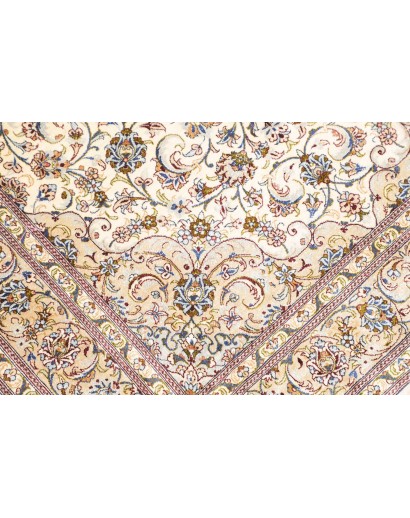 Tappeto Ghom seta Persia giallo grigio 100x148