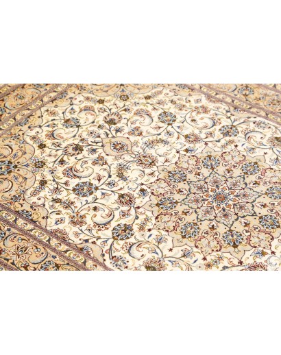 Tappeto Ghom seta Persia giallo grigio 100x148