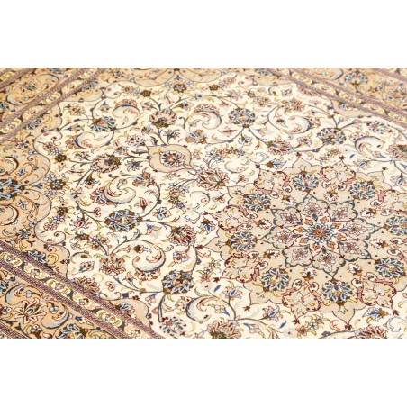 Tappeto Ghom seta Persia giallo grigio 100x148