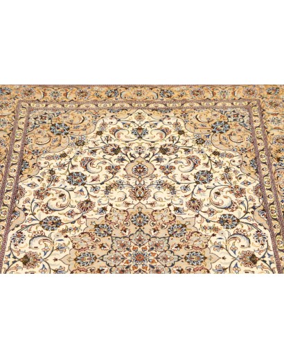 Tappeto Ghom seta Persia giallo grigio 100x148