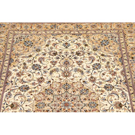 Tappeto Ghom seta Persia giallo grigio 100x148