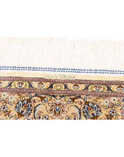 Tappeto Ghom seta Persia giallo grigio 100x148