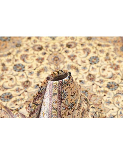 Tappeto Ghom seta Persia giallo grigio 100x148