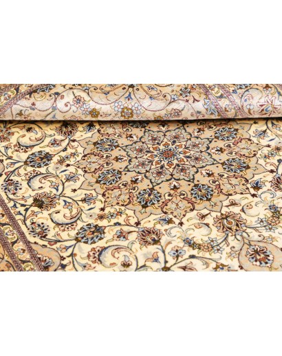 Tappeto Ghom seta Persia giallo grigio 100x148