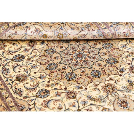 Tappeto Ghom seta Persia giallo grigio 100x148