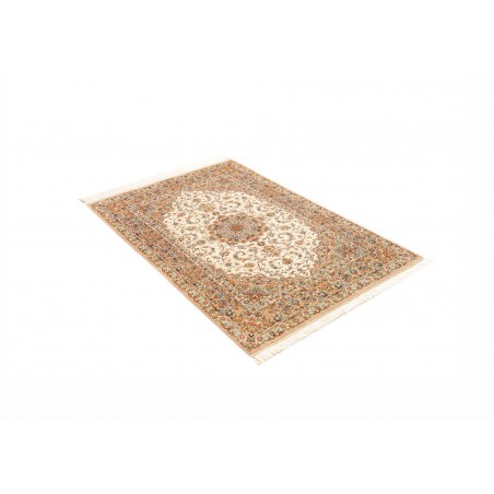 Tappeto Ghom seta Persia giallo verde 102x150