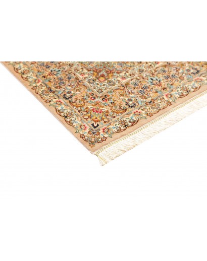 Tappeto Ghom seta Persia giallo verde 102x150