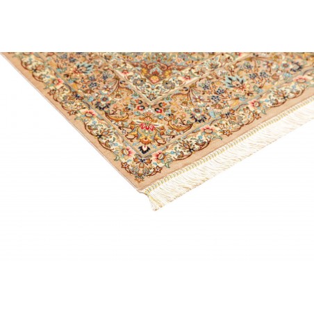 Tappeto Ghom seta Persia giallo verde 102x150