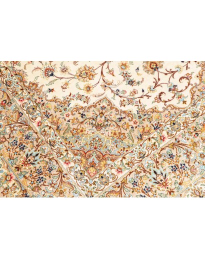 Tappeto Ghom seta Persia giallo verde 102x150