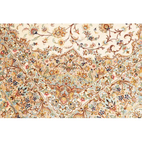 Tappeto Ghom seta Persia giallo verde 102x150