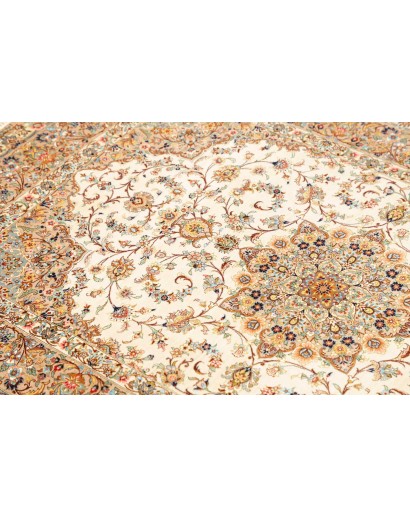 Tappeto Ghom seta Persia giallo verde 102x150