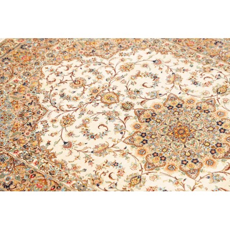 Tappeto Ghom seta Persia giallo verde 102x150