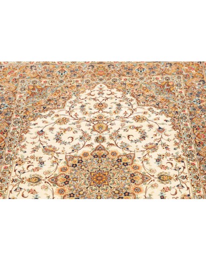 Tappeto Ghom seta Persia giallo verde 102x150