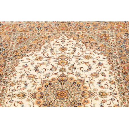 Tappeto Ghom seta Persia giallo verde 102x150
