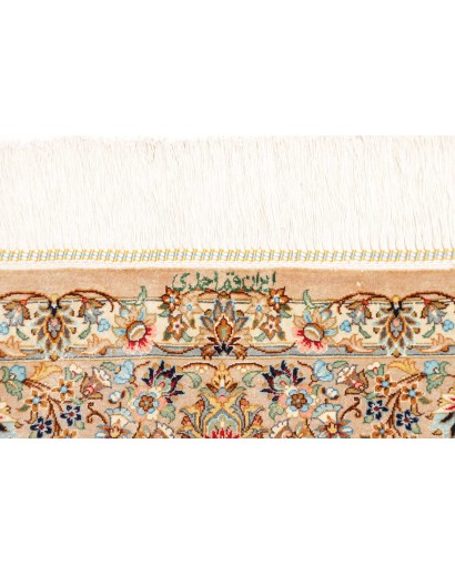 Tappeto Ghom seta Persia giallo verde 102x150