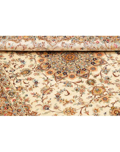 Tappeto Ghom seta Persia giallo verde 102x150