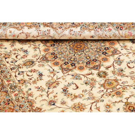 Tappeto Ghom seta Persia giallo verde 102x150
