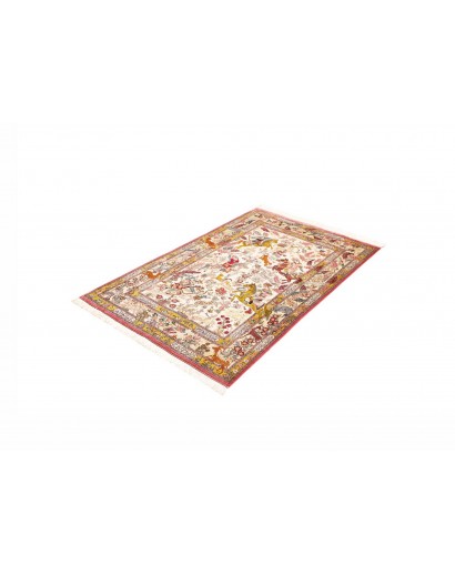 Tappeto Ghom seta Persia giallo marrone 98x150