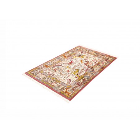 Tappeto Ghom seta Persia giallo marrone 98x150