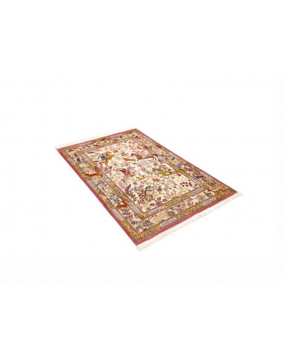 Tappeto Ghom seta Persia giallo marrone 98x150