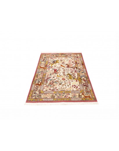 Tappeto Ghom seta Persia giallo marrone 98x150