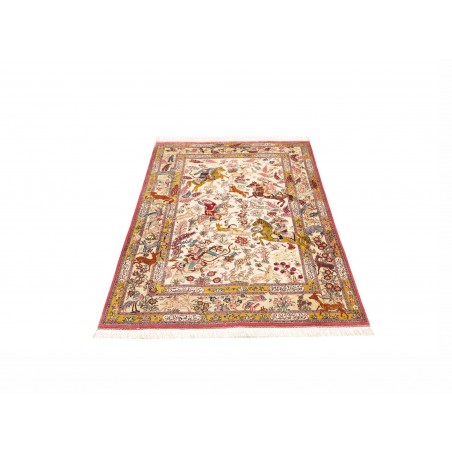 Tappeto Ghom seta Persia giallo marrone 98x150