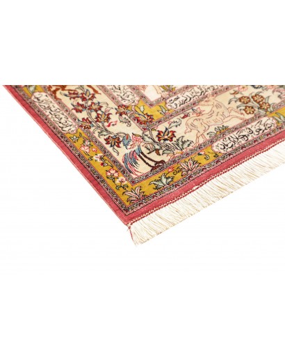 Tappeto Ghom seta Persia giallo marrone 98x150