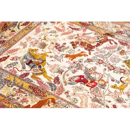 Tappeto Ghom seta Persia giallo marrone 98x150