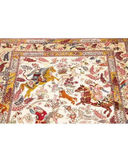 Tappeto Ghom seta Persia giallo marrone 98x150