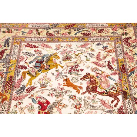 Tappeto Ghom seta Persia giallo marrone 98x150