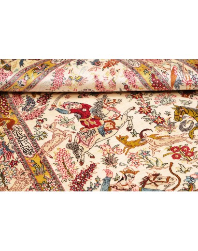 Tappeto Ghom seta Persia giallo marrone 98x150